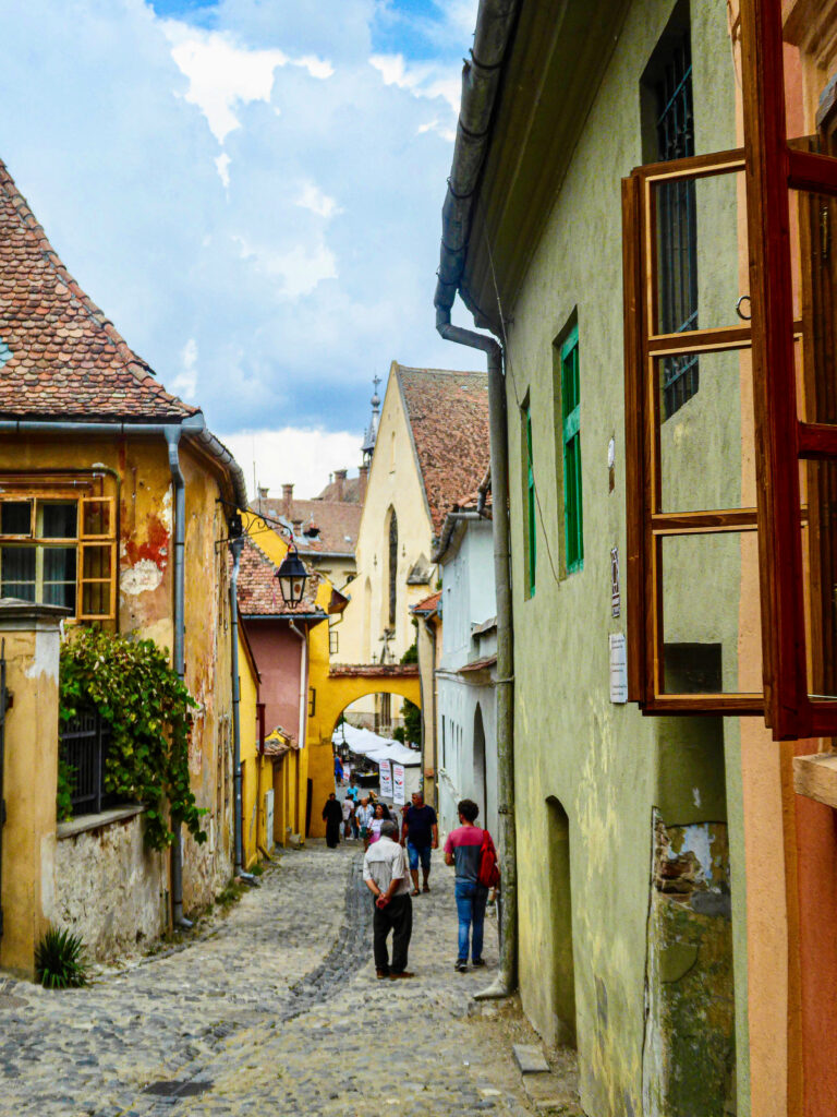 Random tad hilly colourful street